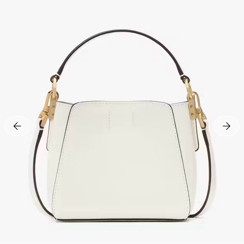 Kate Spade “Phoebe” ivory perforated leather mini crossbody satchel bag purse - Picture 6 of 8